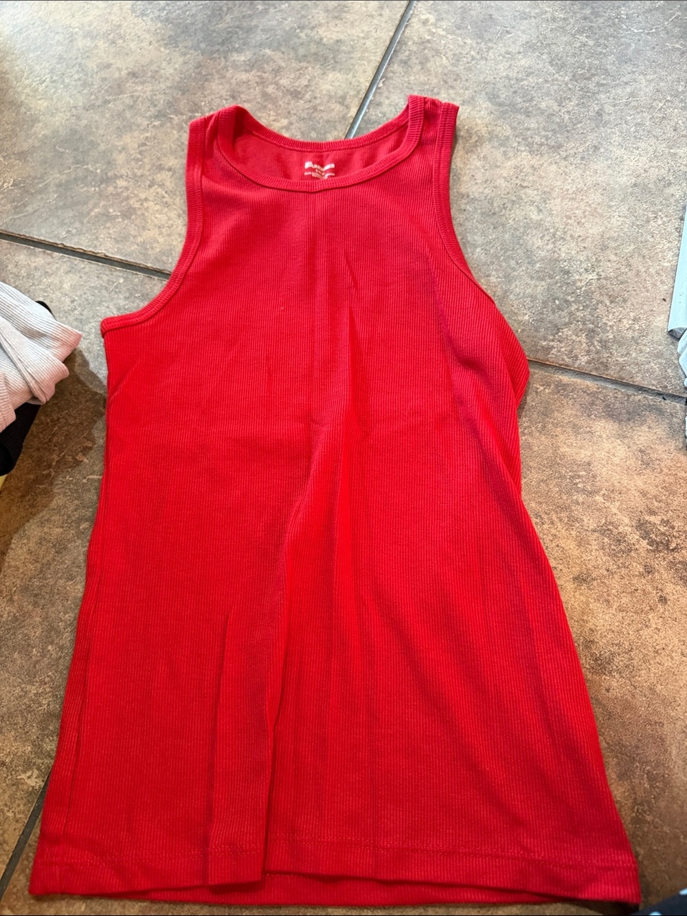 No Boundaries Red Ribbed Scoop Neck Tank Top